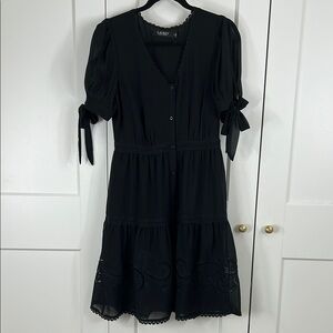 Ralph Lauren Black Puff Sleeve V-Neck Dress | 4
